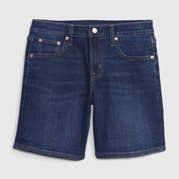 GAP 5" Girlfriend Denim Shorts size 27"/4 NWT Dark Indigo - Picture 1 of 3